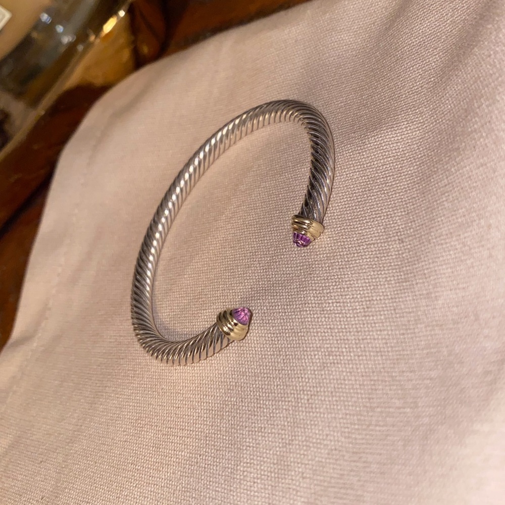 David Yurman Cable Bracelet w Amethyst/18k Gold